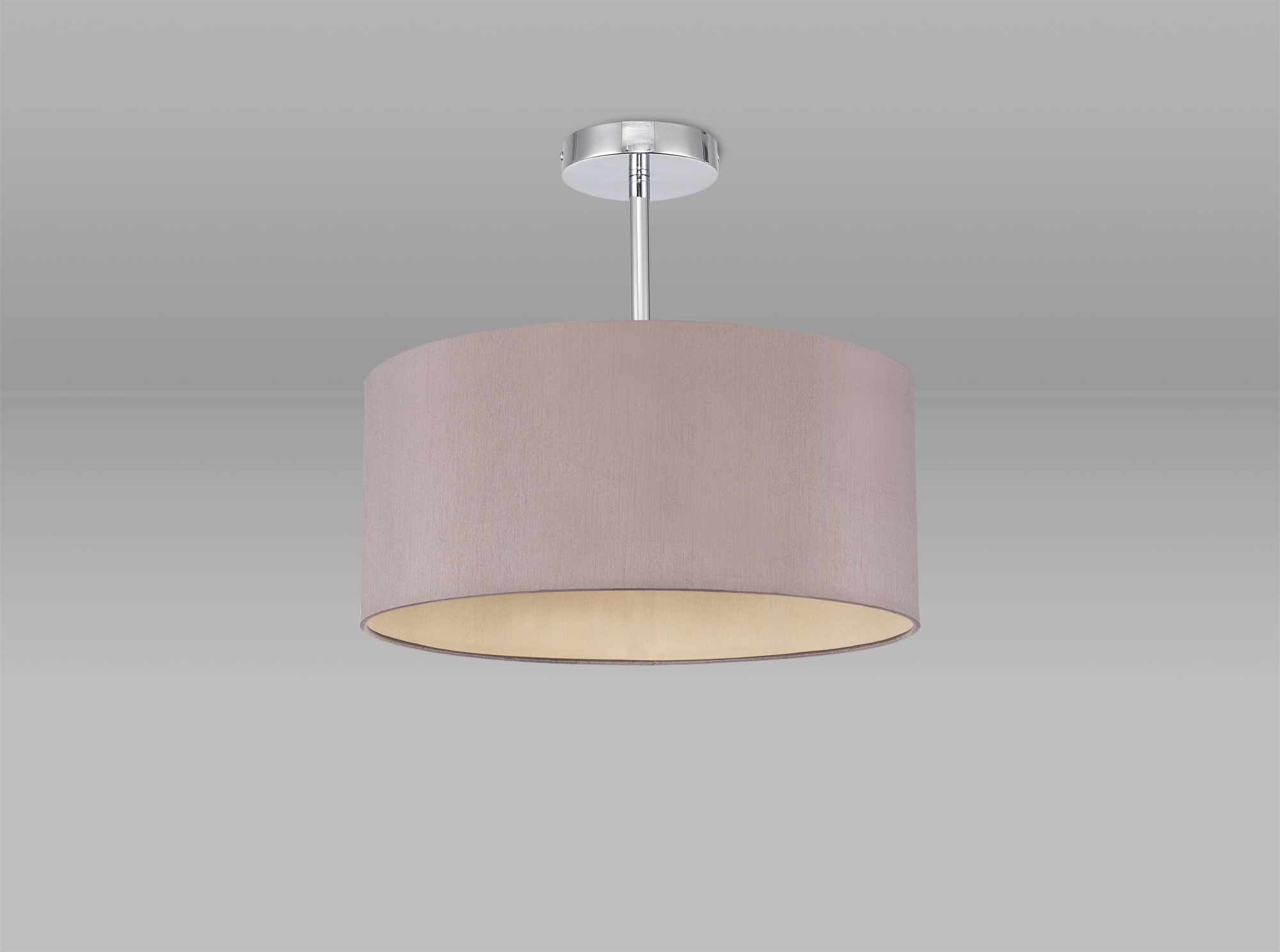Baymont 40cm Semi Flush 1 Light Polished Chrome, Taupe/Halo Gold DK0089  Deco Baymont